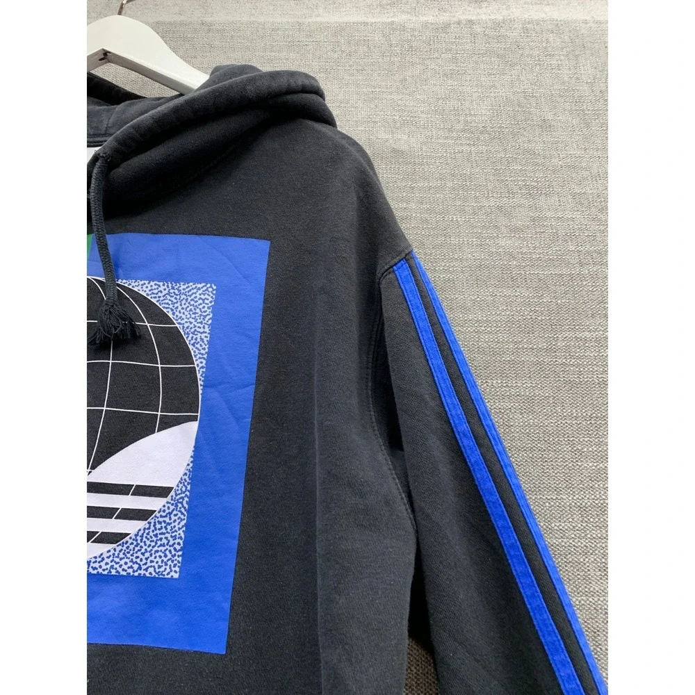 Adidas Originals Hoodie Mens Small‎ Black Colorblock Logo Print Fleece Lined